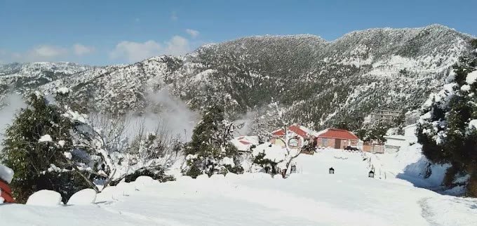 Deep Snow Panorama of Cottages & Peaks